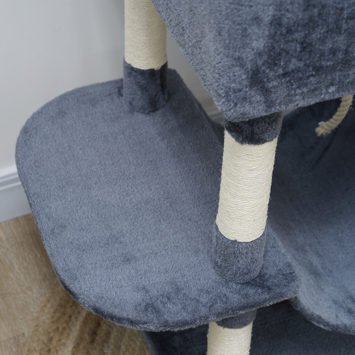 Arbre à chat 206 cm tour de jeux pour chat en peluche plusieurs niveaux idéal pour 1-3 chats 60 x 50 x 206 cm gris foncé