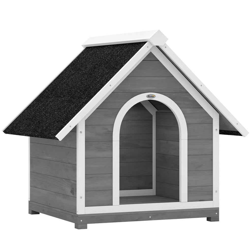 Niche pour Chien Extérieur Maison pour Chien Corps Entièrement Ouvrant pour Nettoyage Facile 84x101x86 cm Gris et Blanc