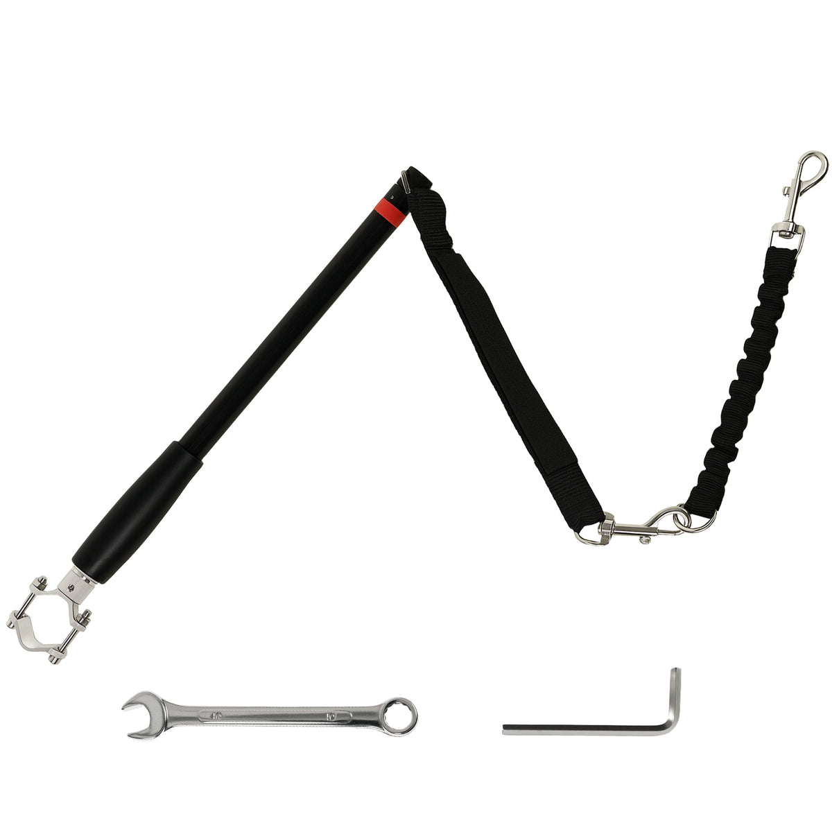Laisse pour chien pour vélo 124 cm, laisse d'exercice chien, facile à installer et amovible, acier et polyester, noir