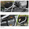 Remorque velo pour chien animaux avec drapeau et 8 reflecteurs blanc et noir