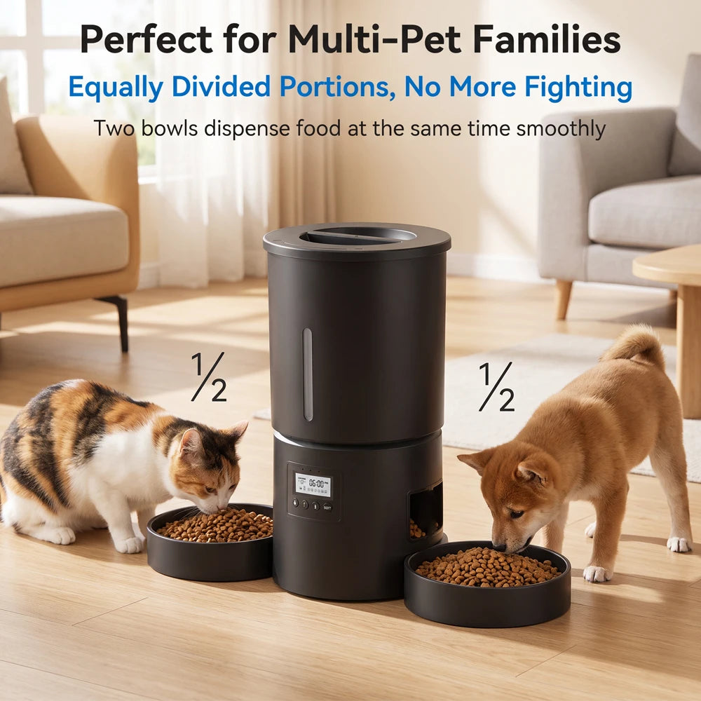 Distributeur automatique intelligent de nourriture pour animaux de compagnie 4L, distributeur de nourriture chronométré et quantitatif pour chats et chiens, contrôle scientifique des portions programmées.