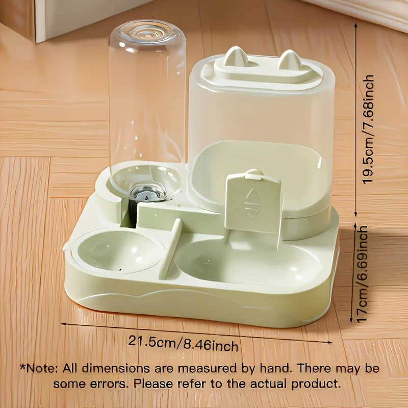 Distributeur d'eau et de nourriture 2 en 1 pour animaux de compagnie, séparation sec-humide, plastique durable, transparent, sans batterie, pour chats et chiens en voyage