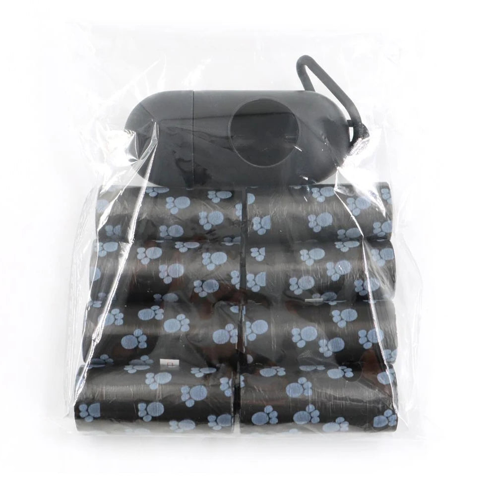 8 rouleaux de sacs à déjections canines avec 1 distributeur, sacs poubelles pour déjections canines, imperméables, robustes, pour voyages en plein air, fournitures de nettoyage pour animaux de compagnie, pour chiots