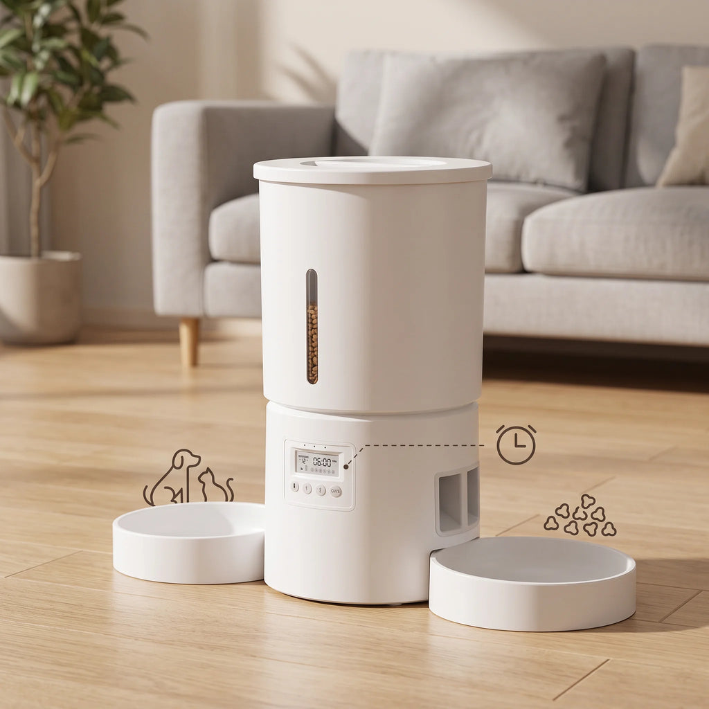 Distributeur automatique intelligent de nourriture pour animaux de compagnie 4L, distributeur de nourriture chronométré et quantitatif pour chats et chiens, contrôle scientifique des portions programmées.