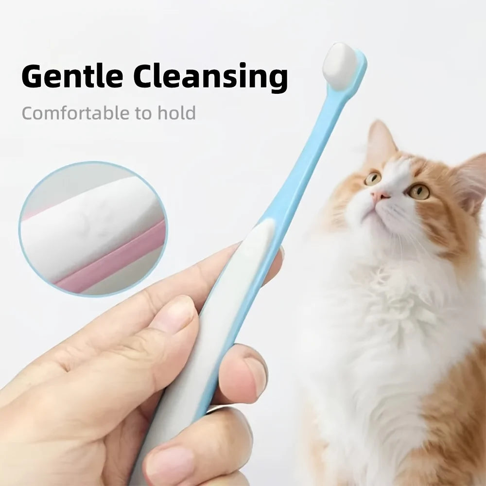 Brosse à dents pour animaux de compagnie, brosse à dents à poils ultra-fins, petite tête, poils doux, soins bucco-dentaires pour chiens et chats, universelle pour animaux de compagnie, 2 pièces