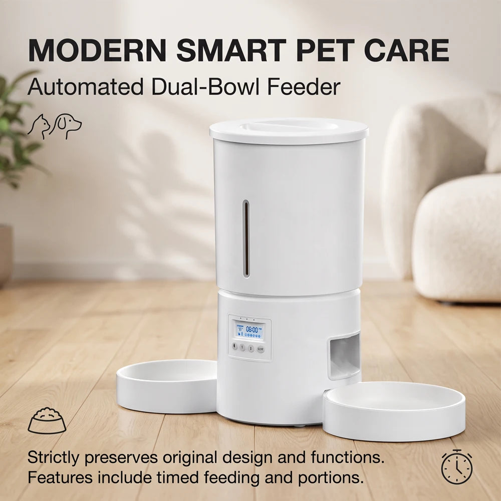 Distributeur automatique intelligent de nourriture pour animaux de compagnie 4L, distributeur de nourriture chronométré et quantitatif pour chats et chiens, contrôle scientifique des portions programmées.