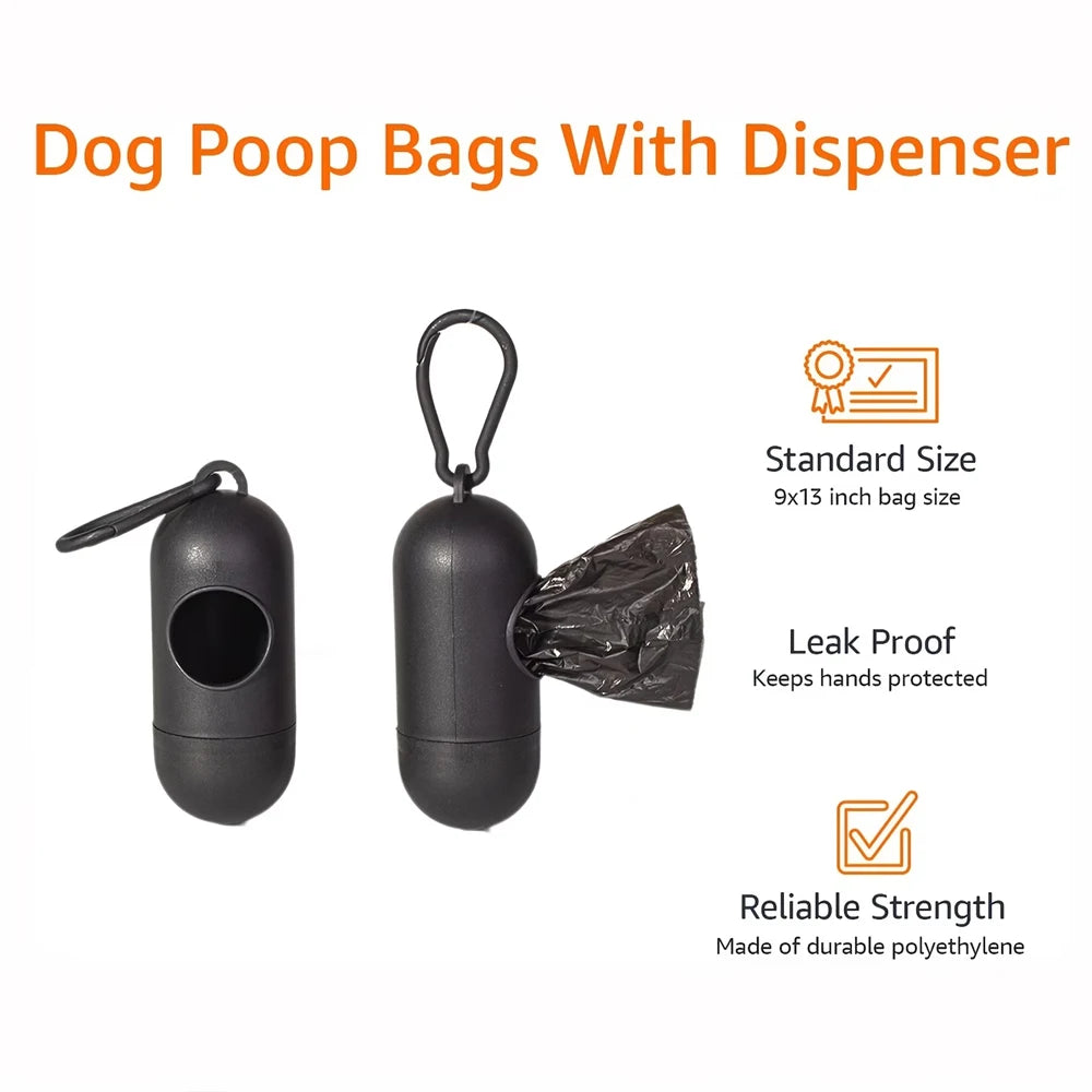 8 rouleaux de sacs à déjections canines avec 1 distributeur, sacs poubelles pour déjections canines, imperméables, robustes, pour voyages en plein air, fournitures de nettoyage pour animaux de compagnie, pour chiots