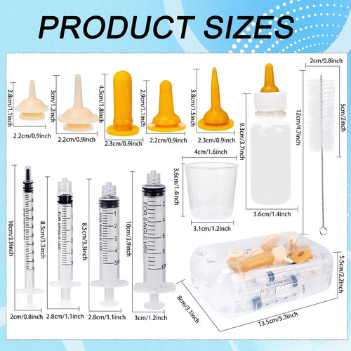 23 ensembles d'alimentation pour animaux de compagnie : contient une bouteille de 50 ml et une seringue, une tétine, un gobelet doseur, une brosse de nettoyage, convient aux chiots et aux chatons.