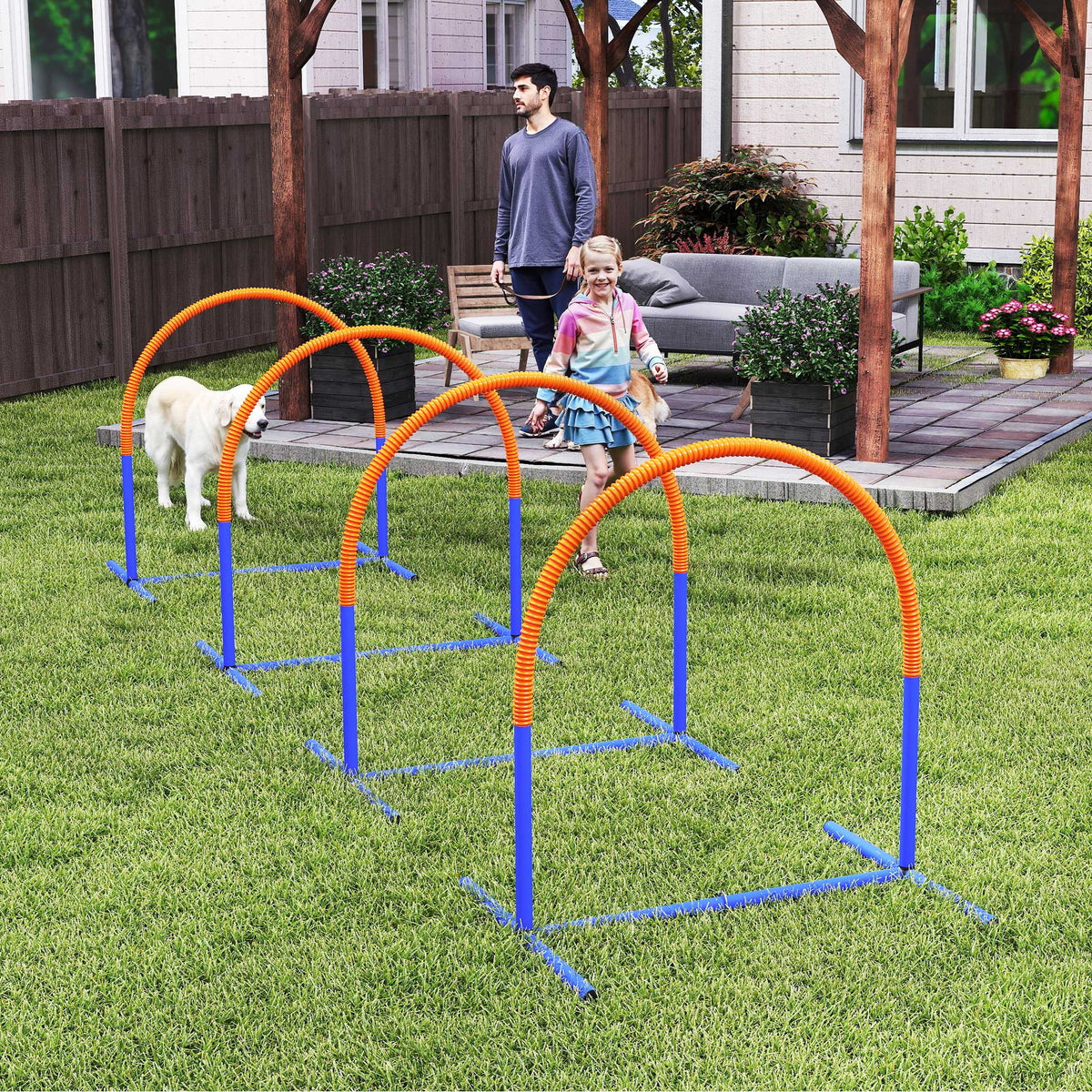 Kit d'équipement d'agilité pour chien kit d'agilité pour chien sac de transport 88 x 64 x 95 cm bleu et orange