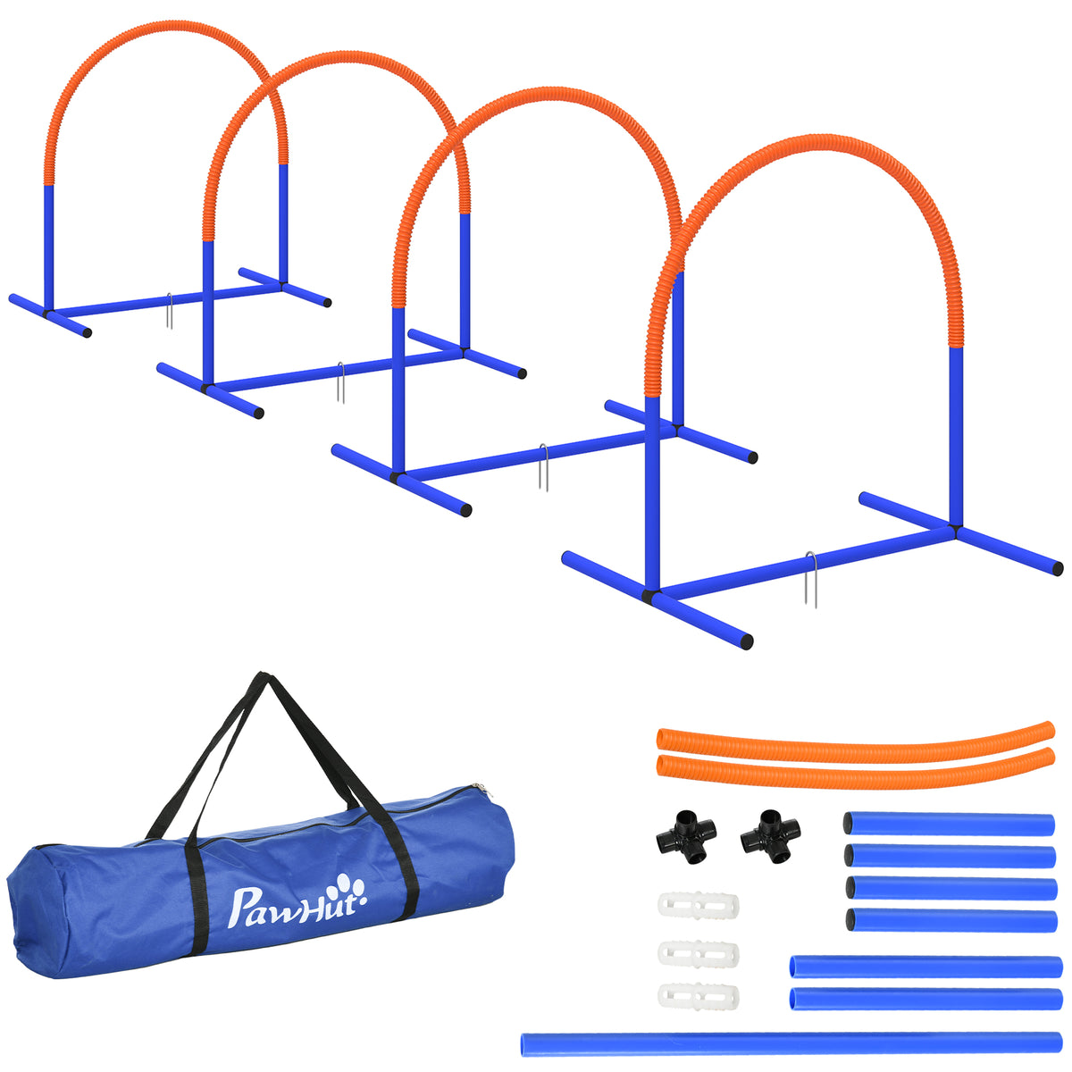Kit d'équipement d'agilité pour chien kit d'agilité pour chien sac de transport 88 x 64 x 95 cm bleu et orange
