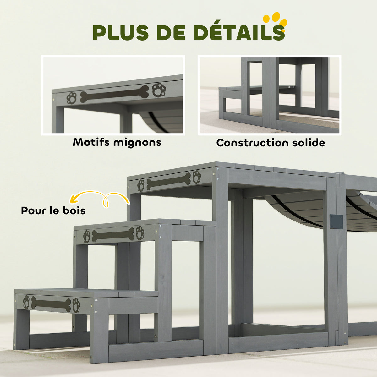 Équipements d'entraînement agilité pour chien kit d'équipement d'agilité pour chien 3 pièces en bois massif gris