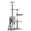 Arbre à Chat Tour de Jeux pour Chats Stable Multi-Niveaux avec Niche 3 Plate-Formes Hamac 60x35x134cm Gris