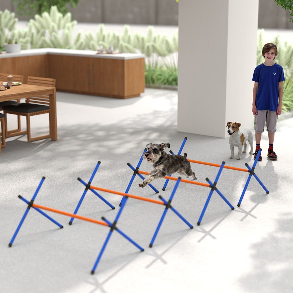 Kit d'équipement d'agilité pour chien, kit d'agilité pour chien portable avec hauteur réglable, sac de transport, orange