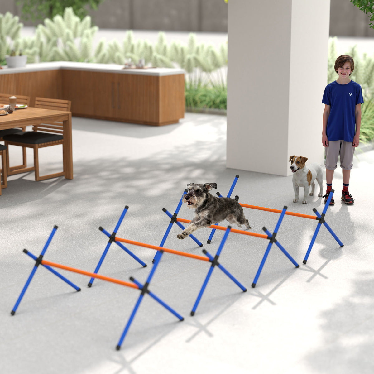 Kit d'équipement d'agilité pour chien, kit d'agilité pour chien portable avec hauteur réglable, sac de transport, orange