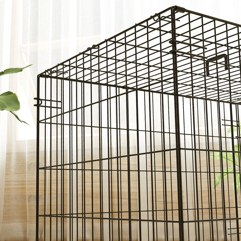 Cage pour chien cage de transport pour chien pliable avec 2 portes plateau amovible coussin lavable 75x48,5x53cm noir