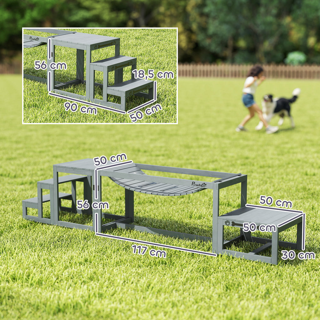 Équipements d'entraînement agilité pour chien kit d'équipement d'agilité pour chien 3 pièces en bois massif gris