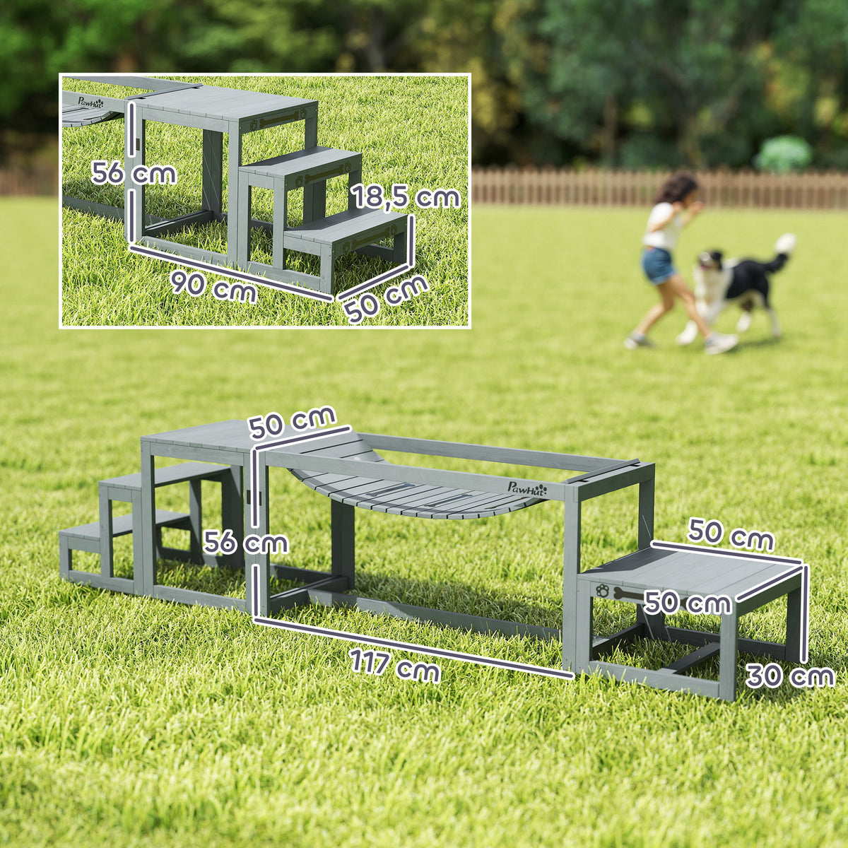 Équipements d'entraînement agilité pour chien kit d'équipement d'agilité pour chien 3 pièces en bois massif gris